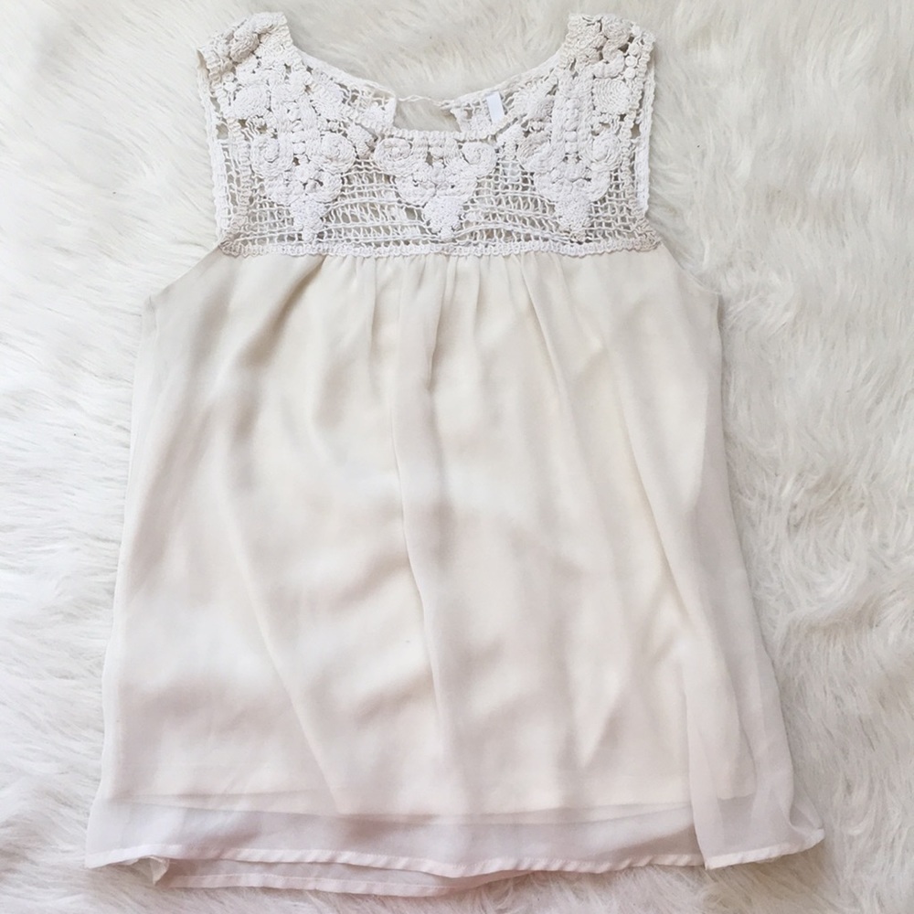 vintage lace detailed tank flowy white/ cream